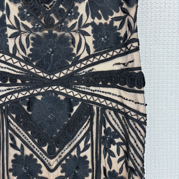 Vtg Sue Wong Black Lace Illusion Beaded Evening Cocktail Dress Sheer Back Small - Picture 5 of 12